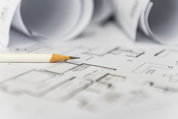 белый карандаш на архитектуре для строительных чертежей
   - Фото, изображение