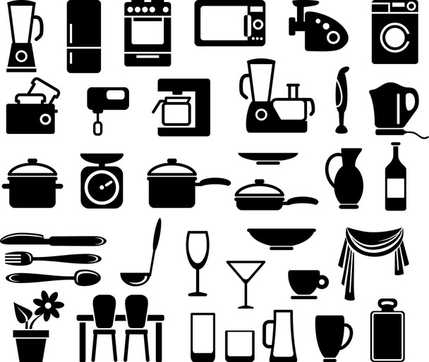 mutfak gereçleri ve ev aletleri - Vektör, Görsel