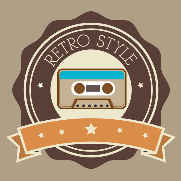 Recorder cassette retro label design - Vector, Image