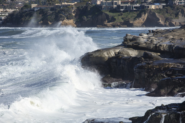 High Tide Coastal Waves Hitting the La Jolla California Shore - Photo, Image