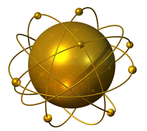 Planeta de atomio dorado
 - Foto, imagen
