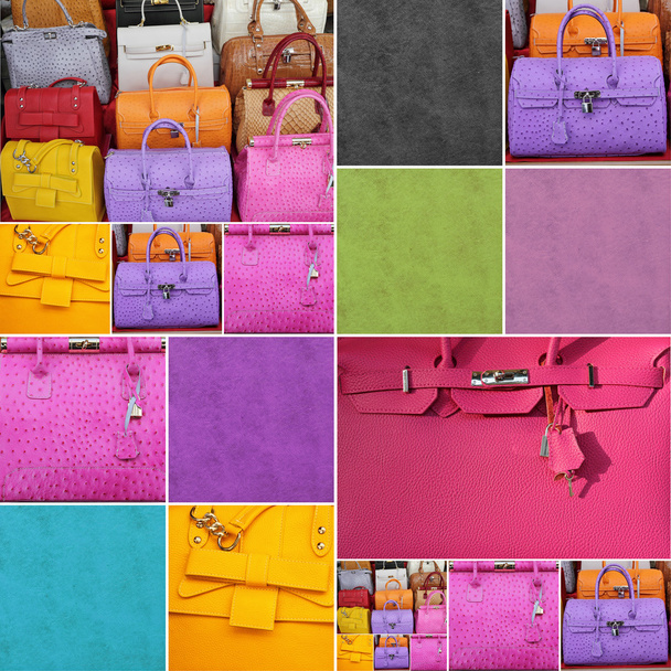 Красочные кожаные сумки коллаж
 - Фото, изображение