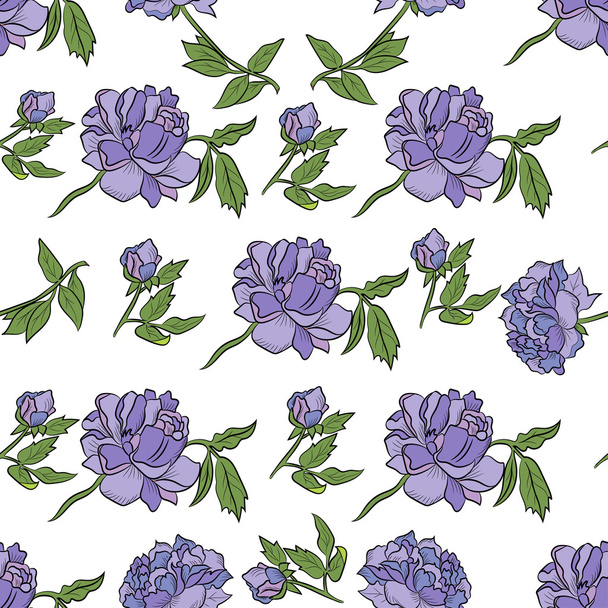 Seamless pattern with peony - Vector, afbeelding