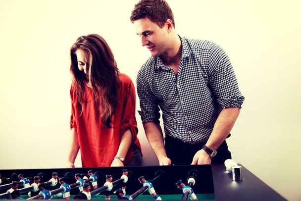 Friends playing table football. - Photo, Image