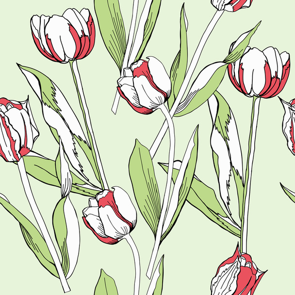 Seamless pattern with tulips - Vetor, Imagem
