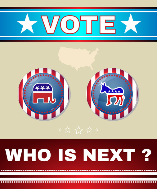Who is Next President Banner Elephant versus Donkey - Вектор, зображення