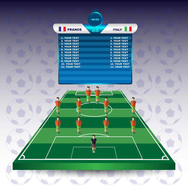 Soccer Match Scoreboard on a Playfield - Vector, Image