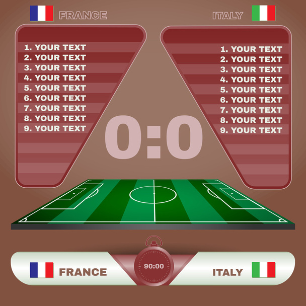 Soccer Match Scoreboard on a Playfield - Vector, Image