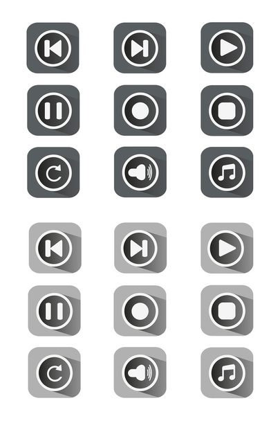 Grey multimedia buttons set. - Vector, afbeelding