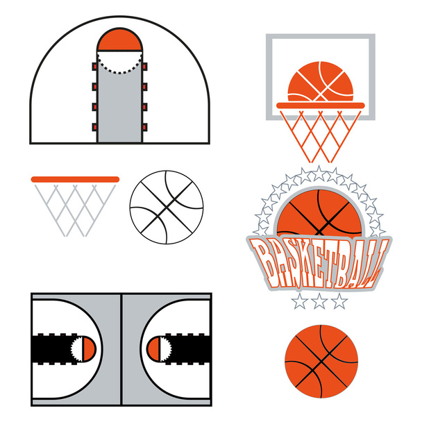 Basketball Game Objects Icons - Vektor, kép