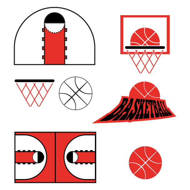 Basketball Game Objects Icons - Vektör, Görsel