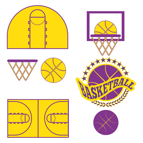 Basketball Game Objects Icons - Vektor, obrázek