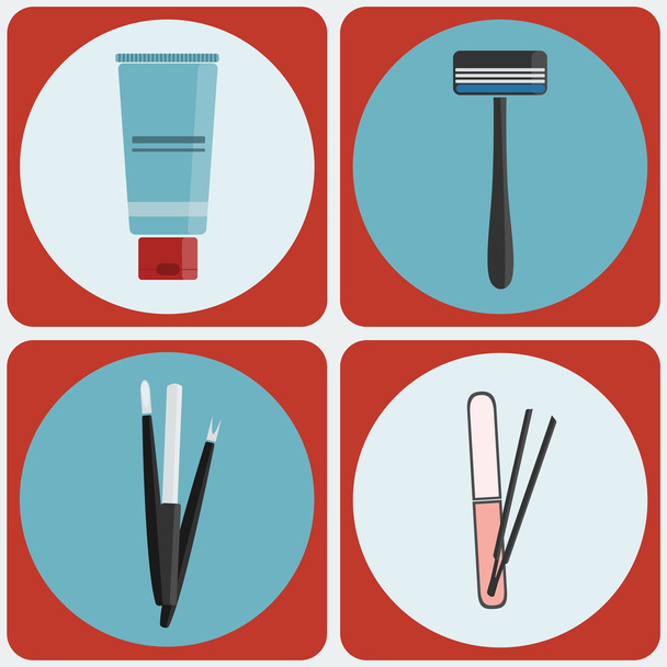 Beauty tools colorful icon set - Vektor, kép