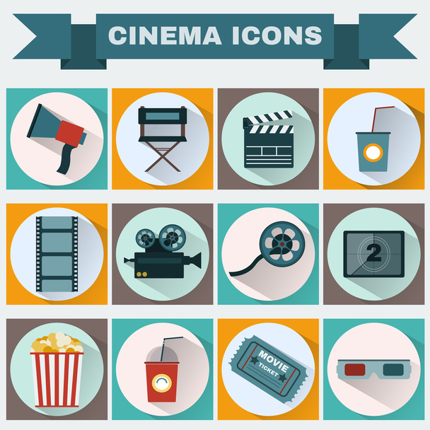 Cinema colorful icon set - Vettoriali, immagini