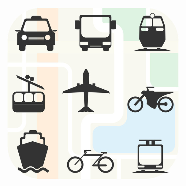 Transportation Big Black and White Icon Set - Vector, afbeelding