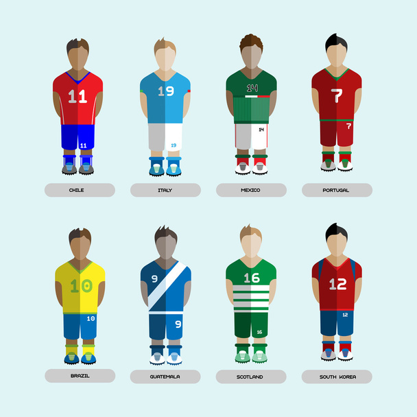 Soccer Club Team Players Set - Vector, afbeelding