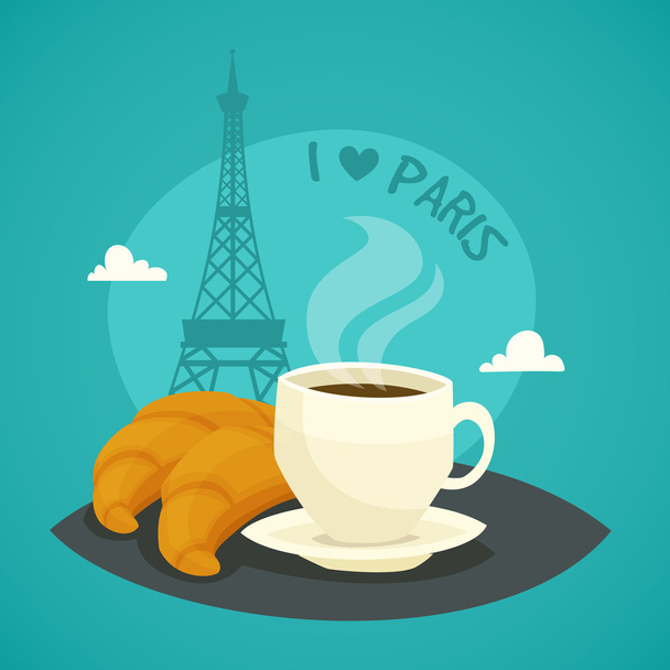Tazza di caffè del mattino con croissant
 - Vettoriali, immagini