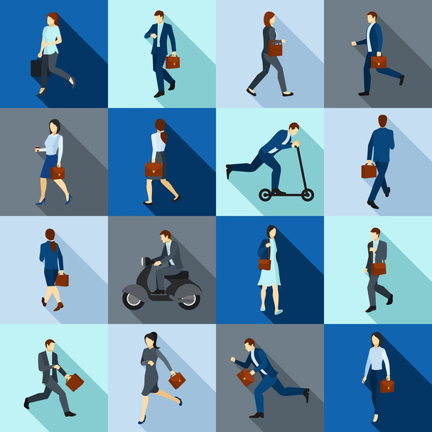 Go Working People  Icons Set - Vector, Image