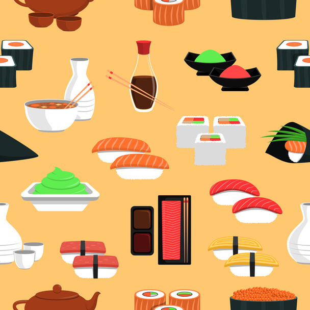Sushi Seamless Pattern - ベクター画像