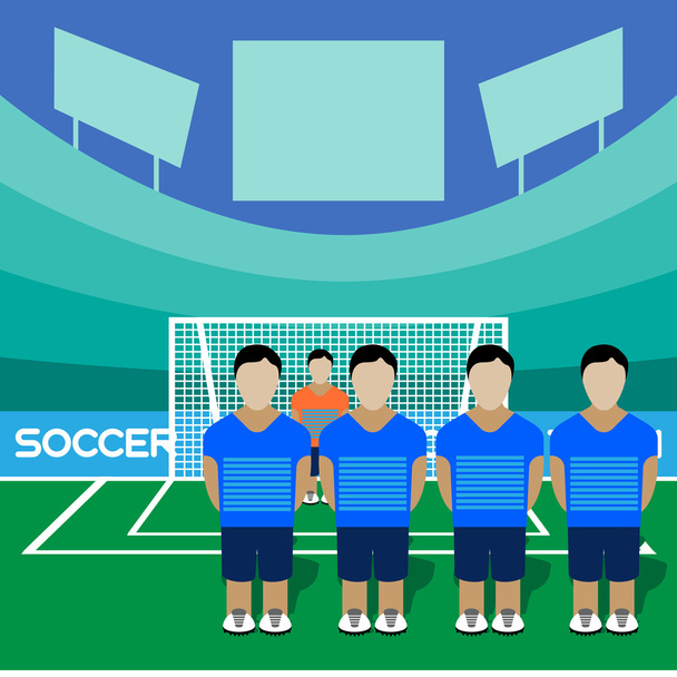 Soccer Club Team on a Stadium - Vector, Image