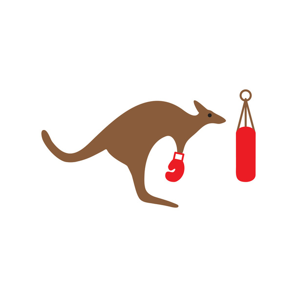 icône plate sur fond blanc boxer kangourou
 - Vecteur, image