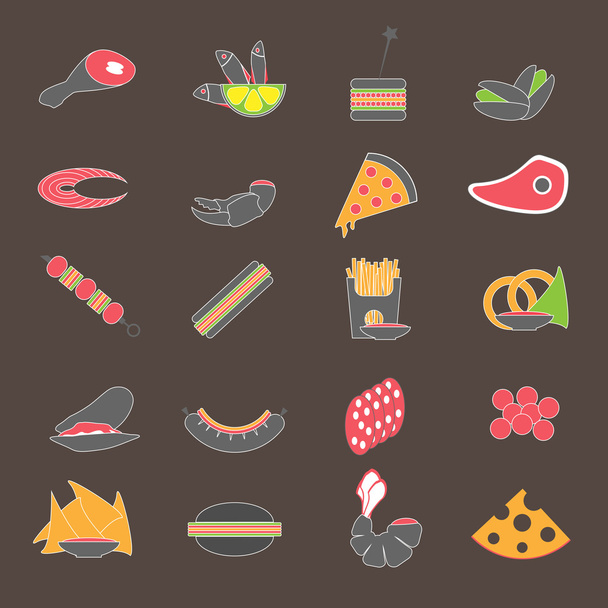 Colorful flat beer snacks. - Vector, Image