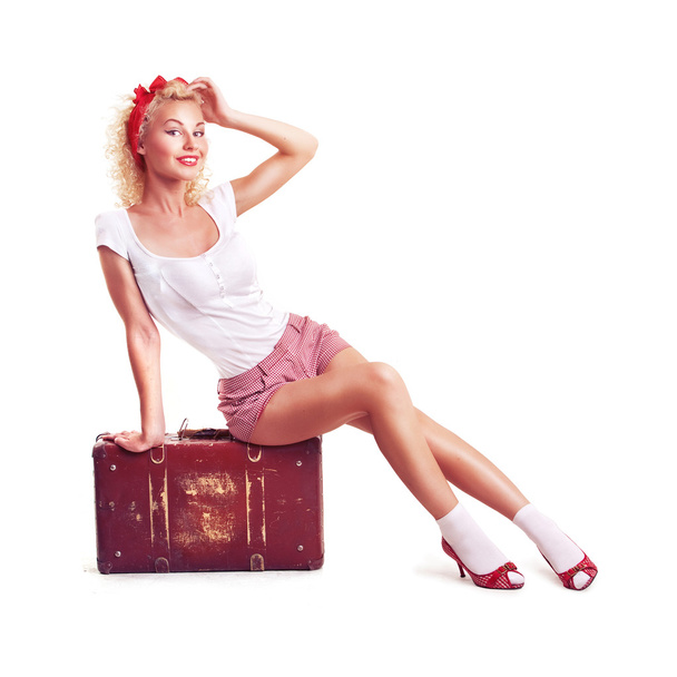 Girl with pretty smile in pinup style - Photo, image
