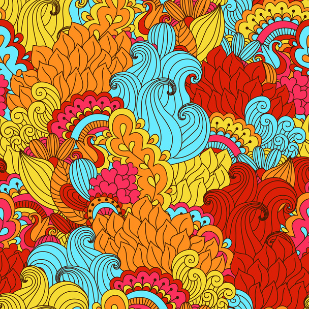 Hand drawn seamless pattern with floral elements. - ベクター画像