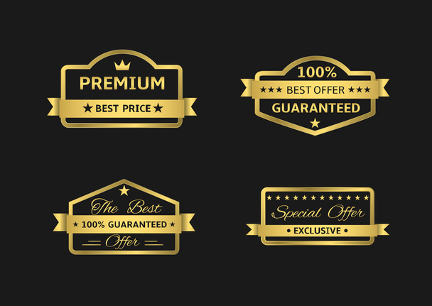 Golden Premium labels - Vector, afbeelding
