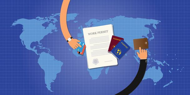 werkvergunning toepassing document paspoort identiteitskaart - Vector, afbeelding