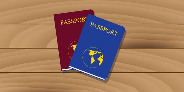 pasaporte aislado rojo azul documento de viaje
 - Vector, Imagen