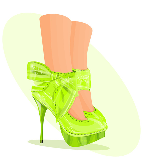 Green fashion shoes for woman - Vector, Image