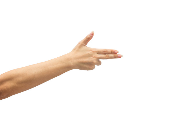 mano femenina sobre el aislado sobre fondo blanco
 - Foto, Imagen
