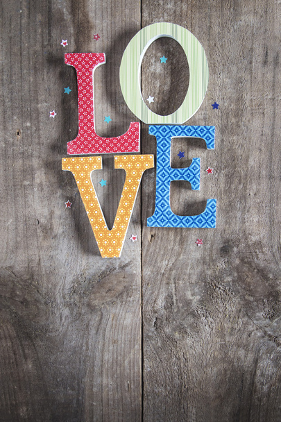 Amor letras vintage em madeira rústica
 - Foto, Imagem
