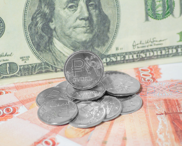 Pénz az Orosz rubel és a dollár - Fotó, kép