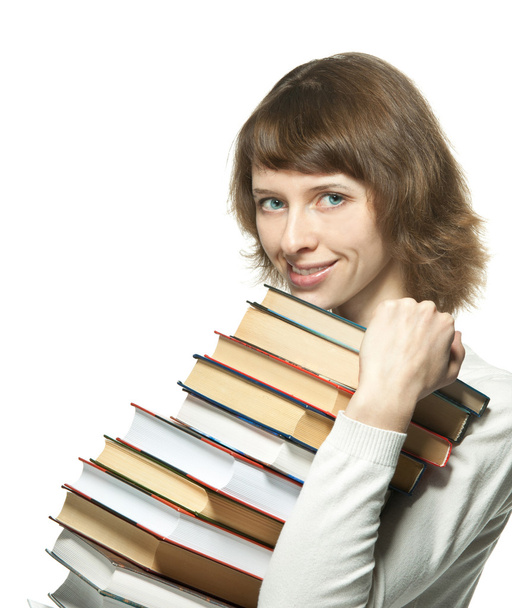 cute girl with a books - Zdjęcie, obraz