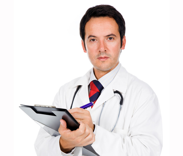 Smiling medical doctor. Isolated over white background - Photo, image