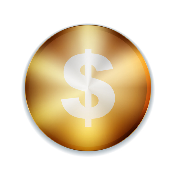 Dollar Golden sign button illustration - Vector, imagen