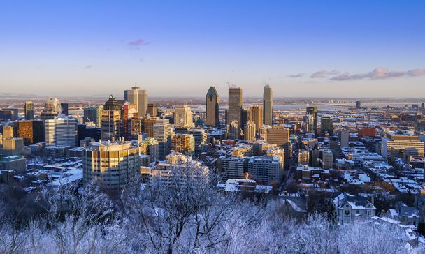 Montreal sous la neige depuis le mont royal.Quebec Canadá
 - Foto, Imagen