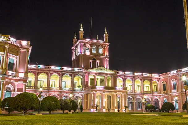 Lopez presidential palace at night in Asuncion, Paraguay capital - Photo, Image