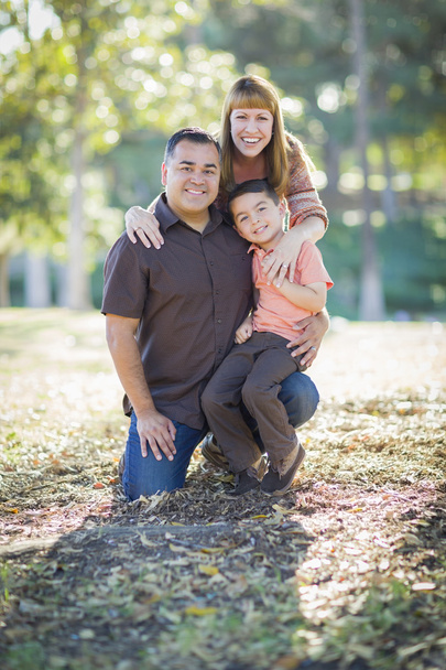 Young Mixed Race Family Portrait Outdoors - Photo, Image