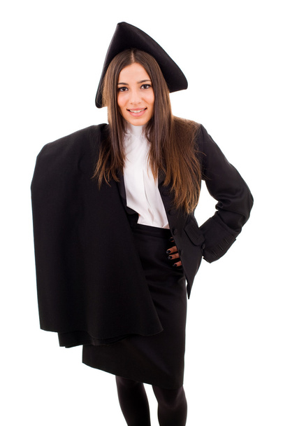 Portrait of a graduating student girl in an academic gown. Isola - Foto, immagini