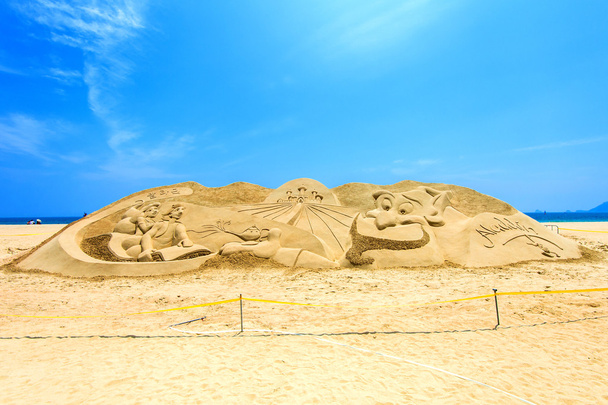 Busan, Korea Południowa - 1 czerwca: rzeźby piasku - Zdjęcie, obraz