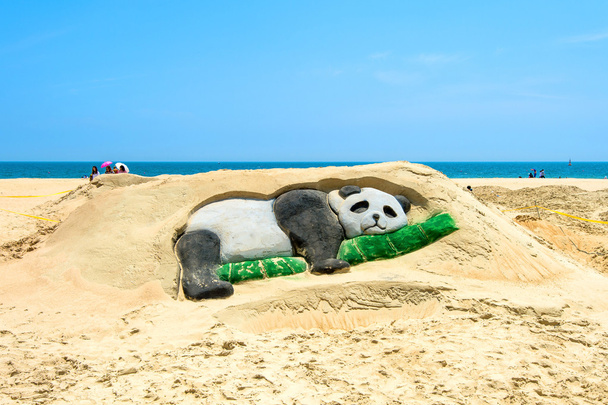BUSAN, SOUTH KOREA - JUNE 1: Sand sculptures at the Busan Sand - Foto, Imagen