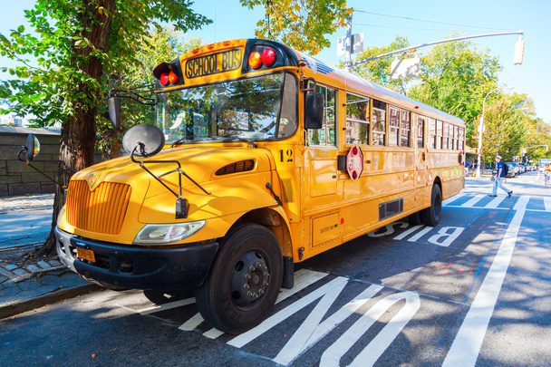 typical NYC yellow school bus in Manhattan, NYC - Photo, Image