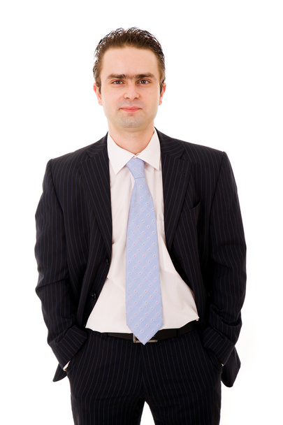 Portrait d'un jeune homme d'affaires heureux sur fond blanc
 - Photo, image