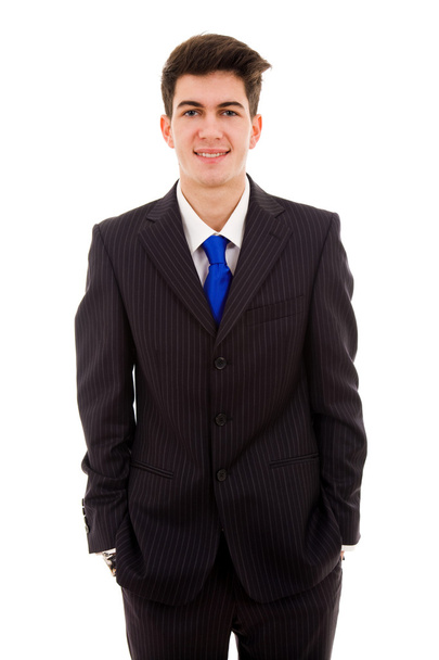 Smiling young business man over white background - Foto, Imagen