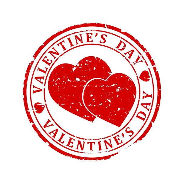 Timbro rosso danneggiato con le parole - San Valentino - illustrazione
 - Foto, immagini