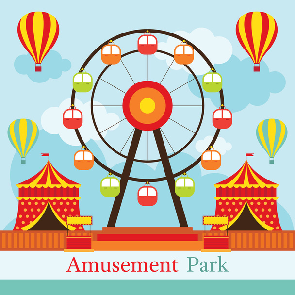 Roda gigante, Parque de diversões, Carnaval, Feira de diversões
, - Vetor, Imagem