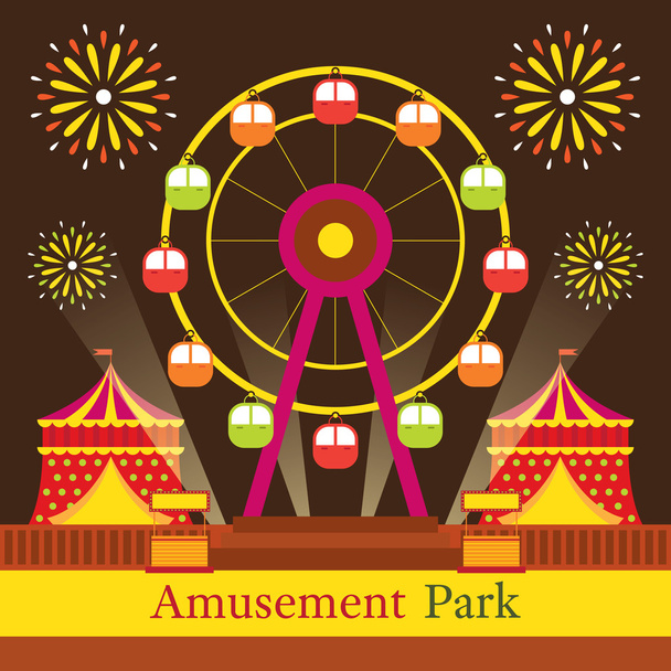 Grande Roue, Parc d'attractions, Carnaval, Foire d'amusement
, - Vecteur, image